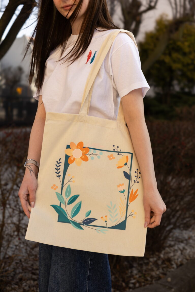 wydruk standardowy DTF torba kwiatowa